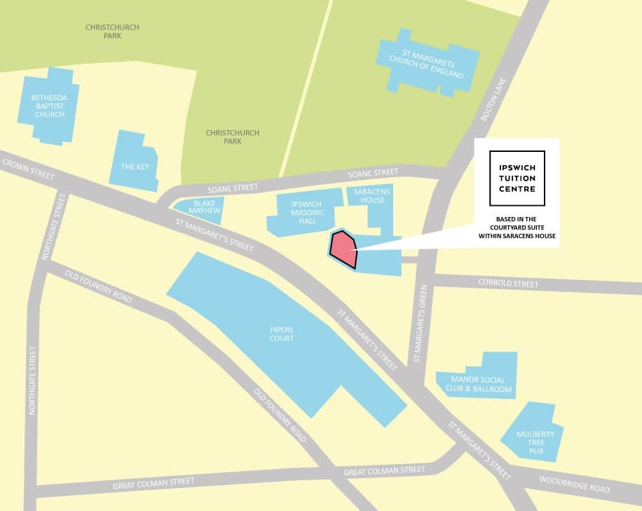 Map showing location of Ipswich Tuition Centre